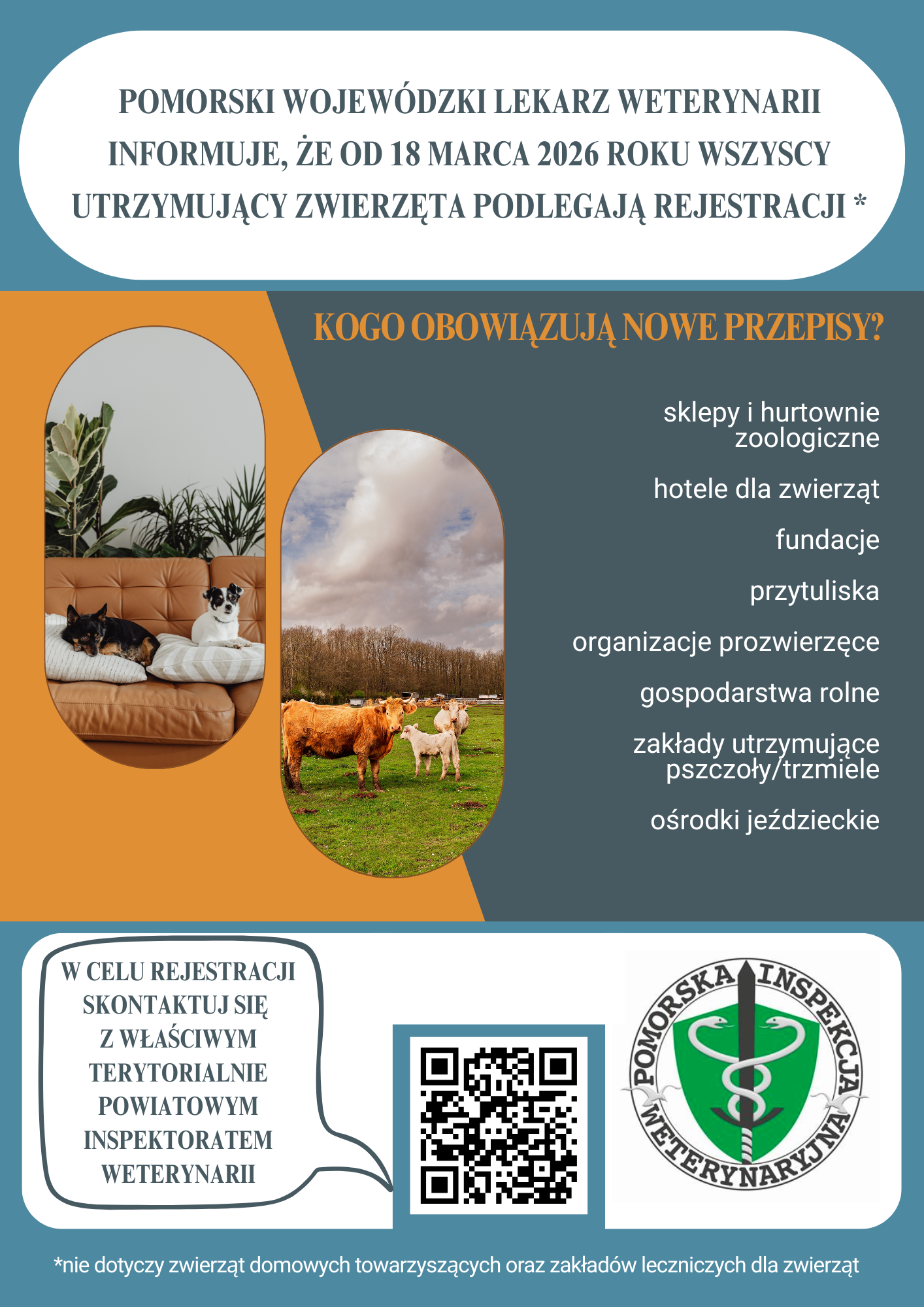Ulotka o konieczności rejestracji zakład&oacute;w utrzymujących zwierzęta
